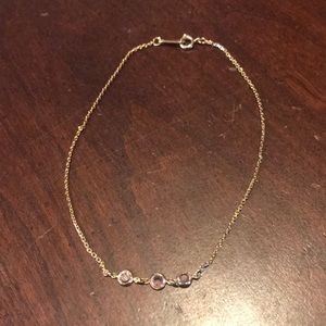 Avon Vintage Goldtone and Pink Gemstone Anklet